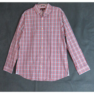 Banana Republic Shirt Mens XL Blue Red Plaid Check Button Up Long Sleeve Preppy